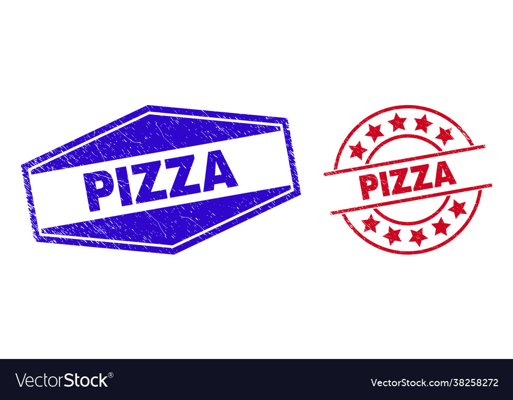 Pizza unclean stamps in circle and hexagonal forms