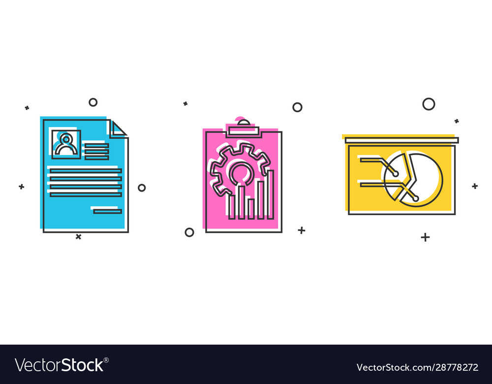 Set resume clipboard with graph chart and board Vector Image Set resume clipboard with graph chart and board