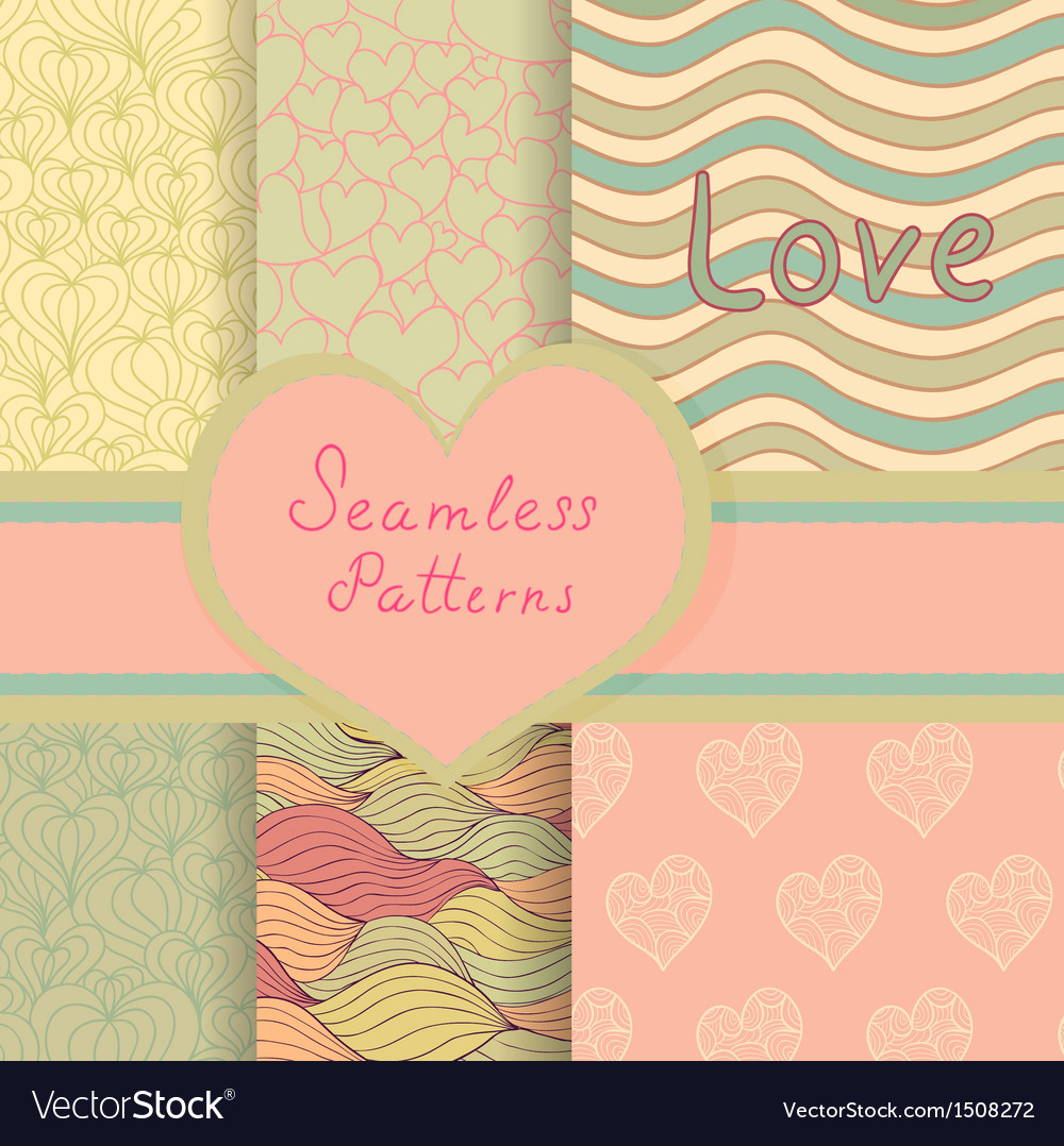 Vintage valentine seamless patterns set