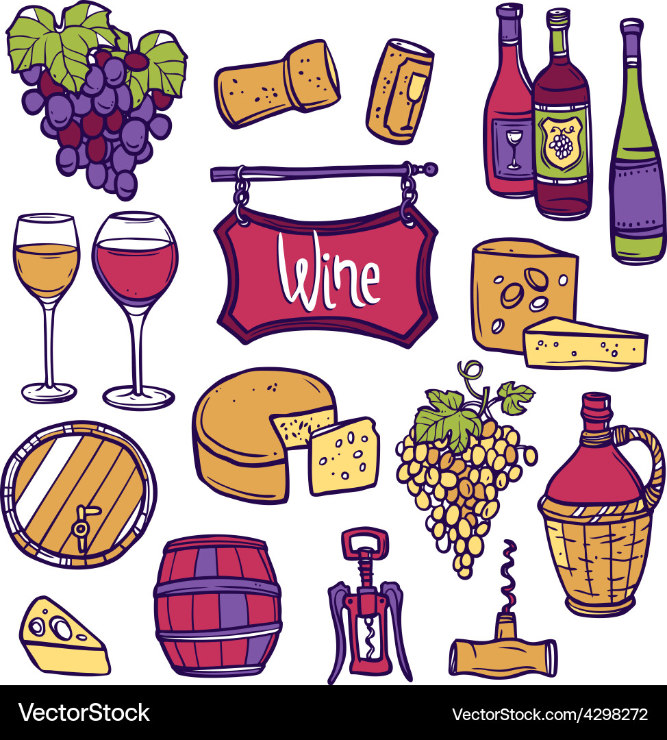 Wine icon set Royalty Free Vector Image - VectorStock