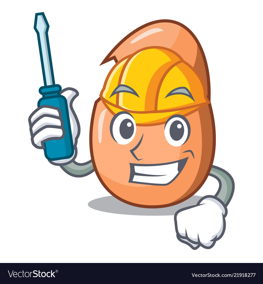 Automotive broken egg isolated on mascot Vector Image