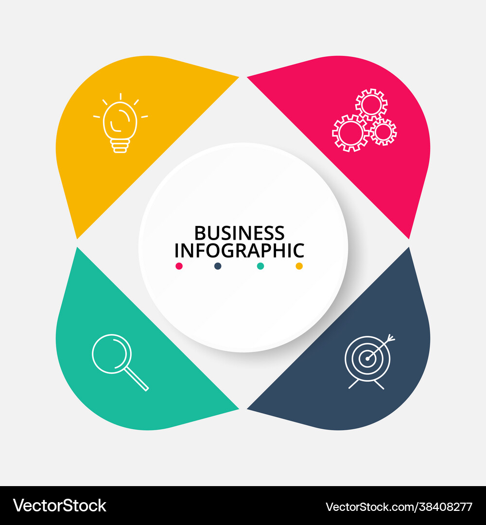 Circle elements graph diagram with 4 steps Vector Image