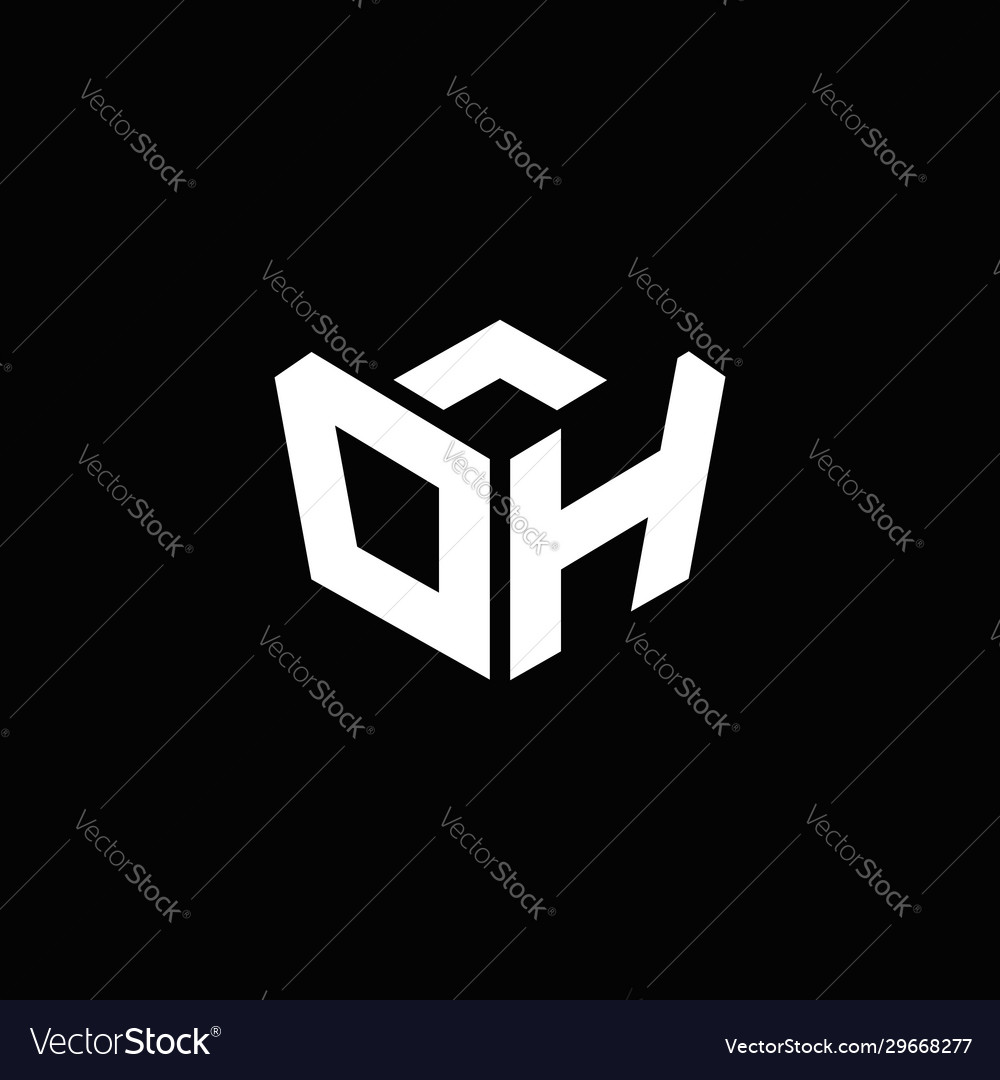 Dh logo monogram with emblem style ribbon design