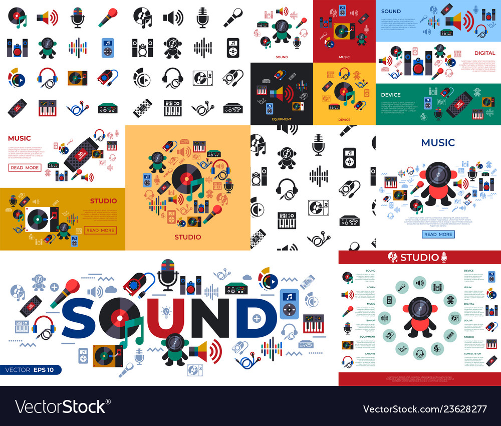 Digital sound design and instruments vector image Digital sound design and instruments