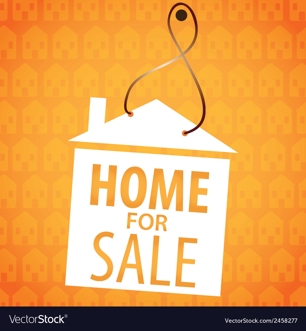 Home for sale label over orange background