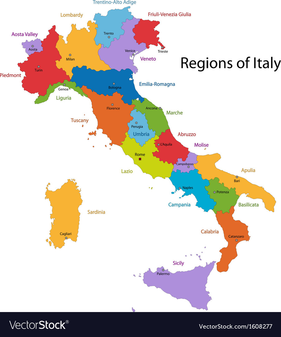 Vector Color Administrative Map Of Italy With Regions Districts My Xxx Hot Girl 6385