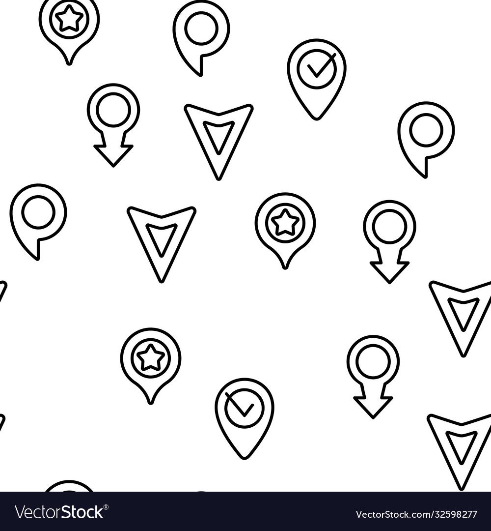 Marker pointer gps map seamless pattern vector image Marker pointer gps map seamless pattern