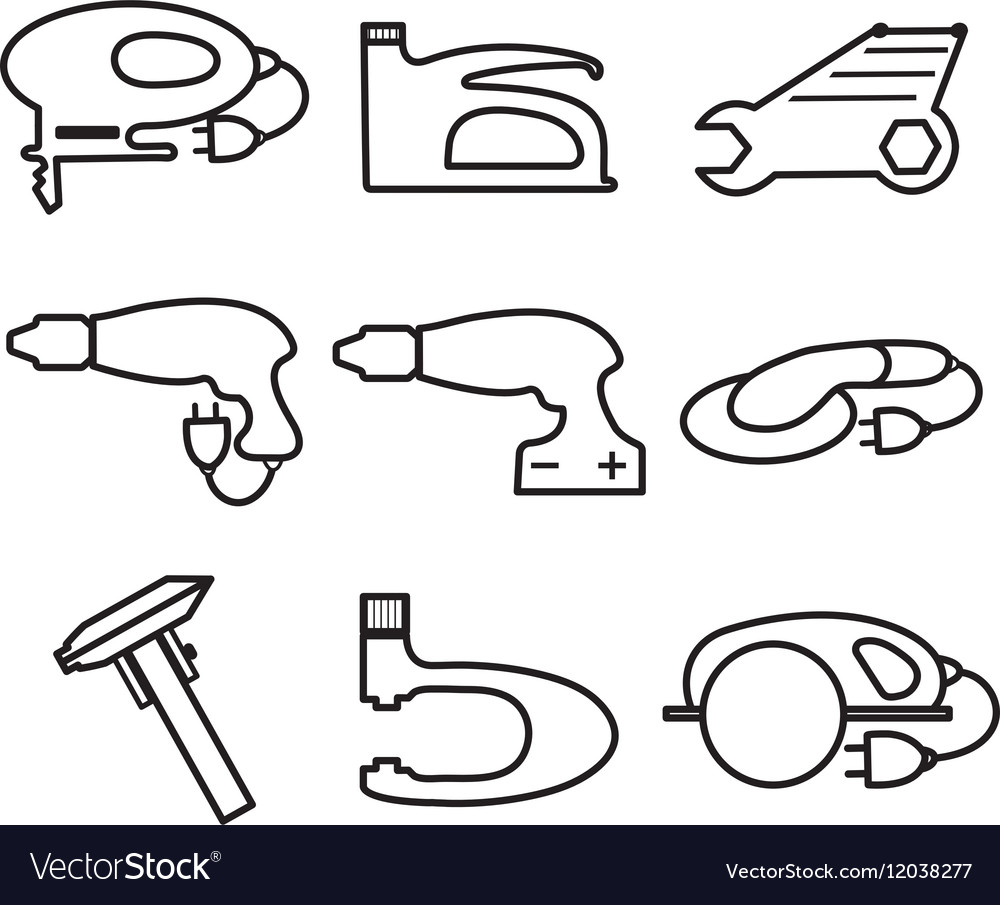 Mechanics tools icons modern line style element