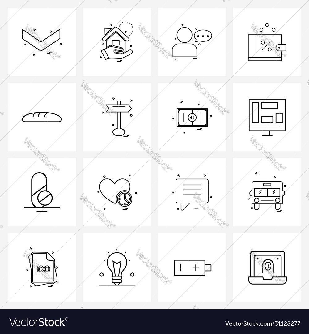 Modern style set 16 line pictograph grid based