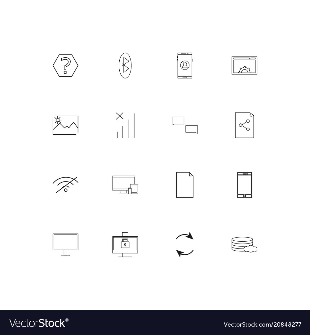 Network and database linear thin icons set