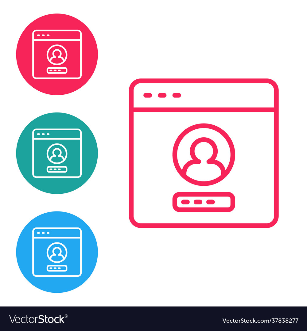 Red line create account screen icon isolated vector image Red line create account screen icon isolated