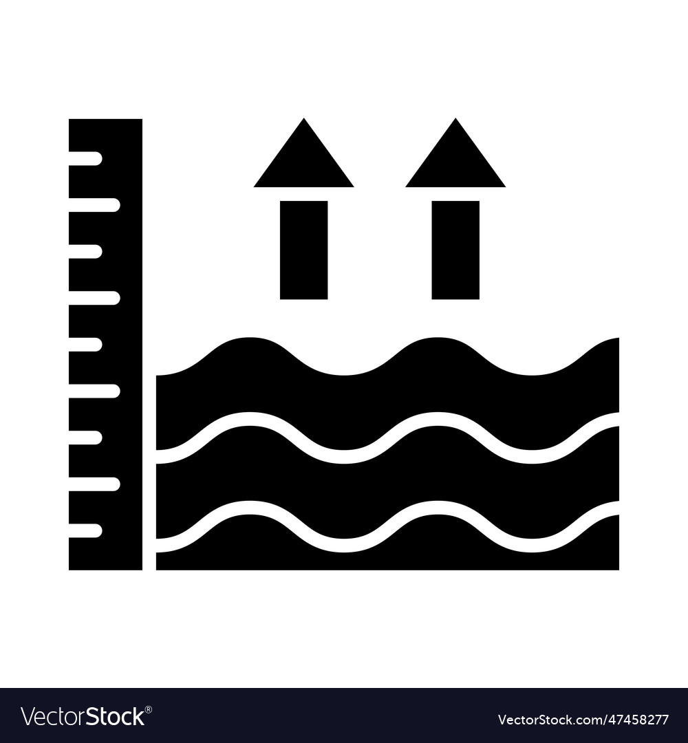 Sea level rise glyph icon for personal Royalty Free Vector