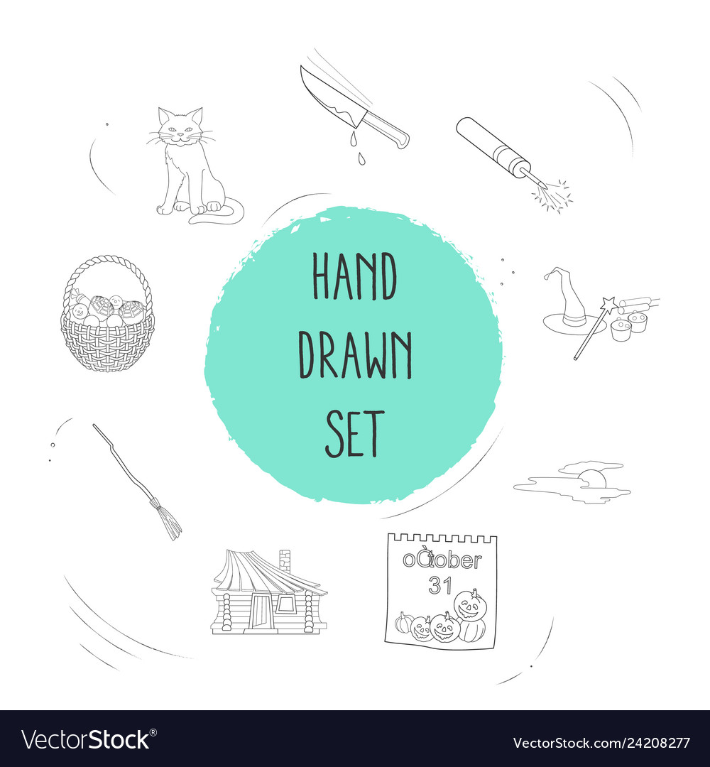 Set of witch icons line style symbols with small