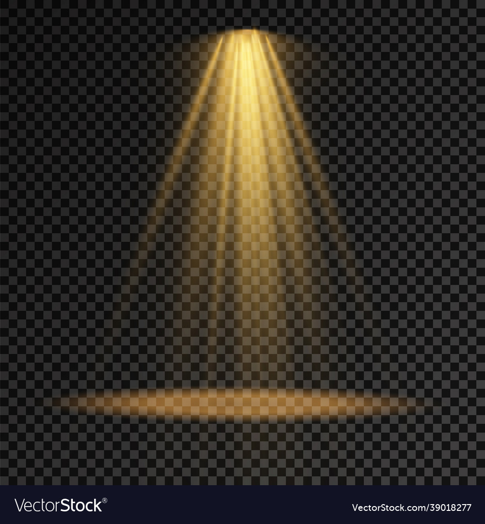 Spotlight projector light effect with yellow rays Vector Image