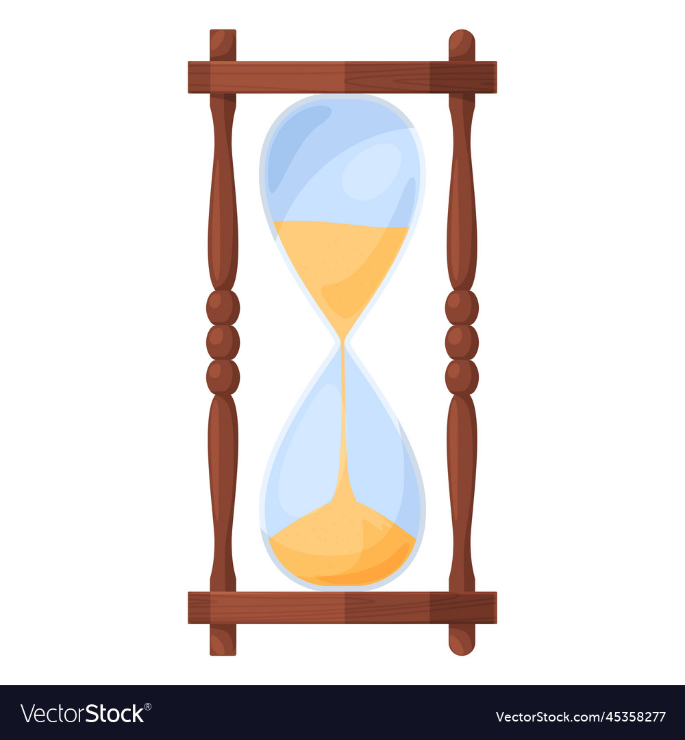 Vintage Hourglass Flowing Sand For Time Countdown Vector Image