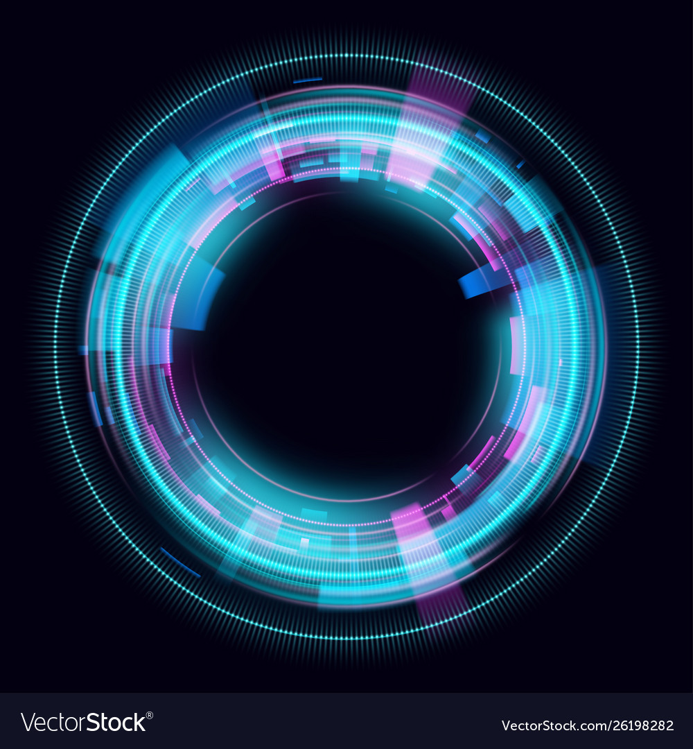 Abstract glowing circles on black background Vector Image