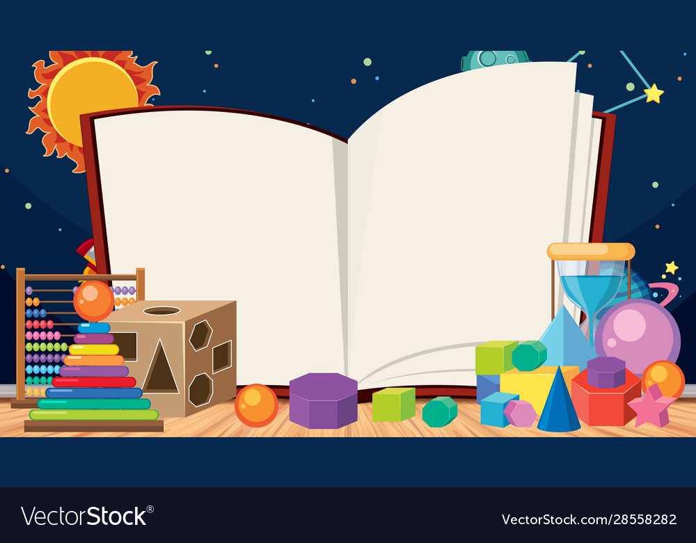 Border template with block toys and space vector image Border template with block toys and space
