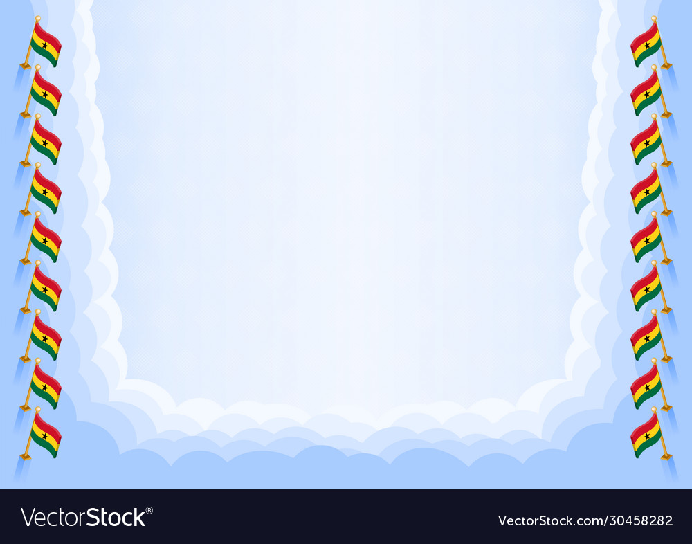 Horizontal frame and border with ghana flag
