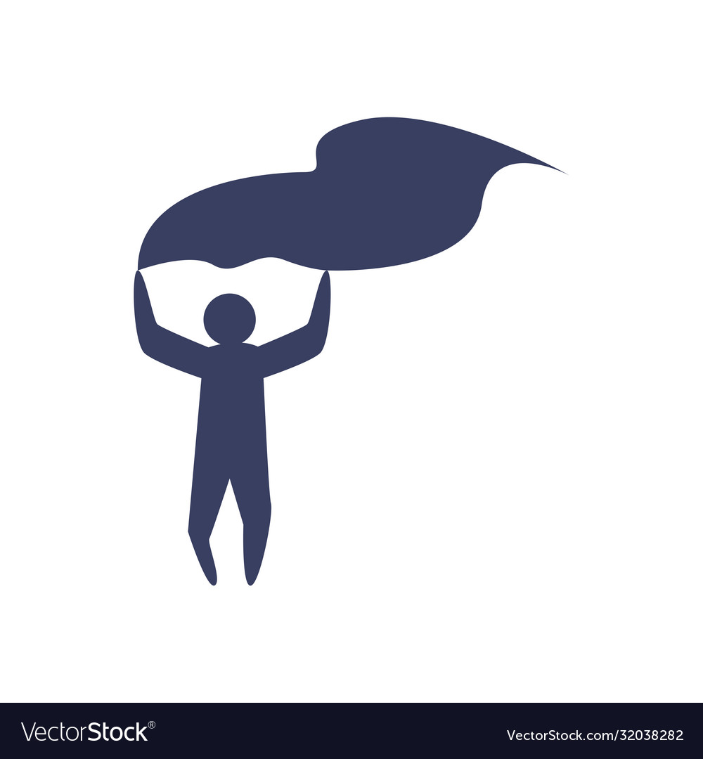 Man avatar running with flag silhouette style icon