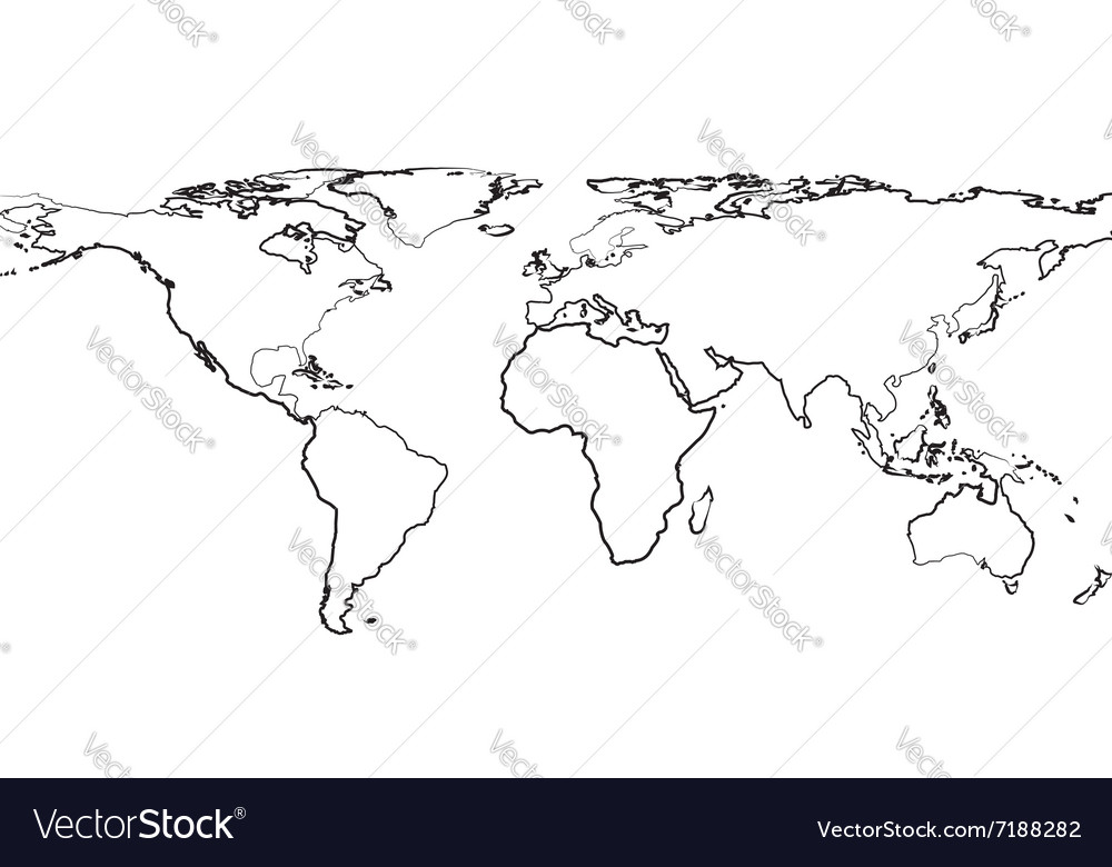 Vector Political Map Of World Black Outline On White Background With Images