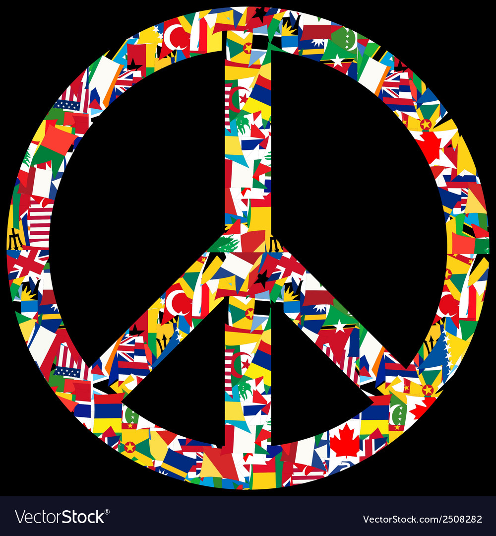 Peace Symbol With World Flags Royalty Free Vector Image