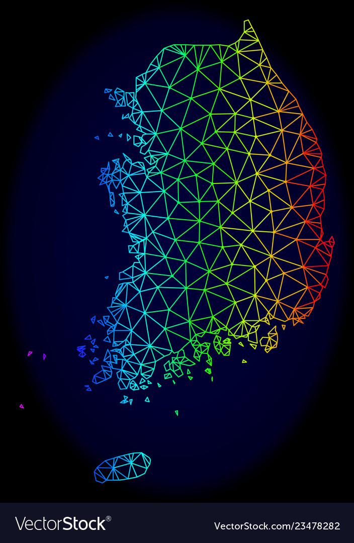 Polygonal wire frame spectrum mesh map vector image Polygonal wire frame spectrum mesh map