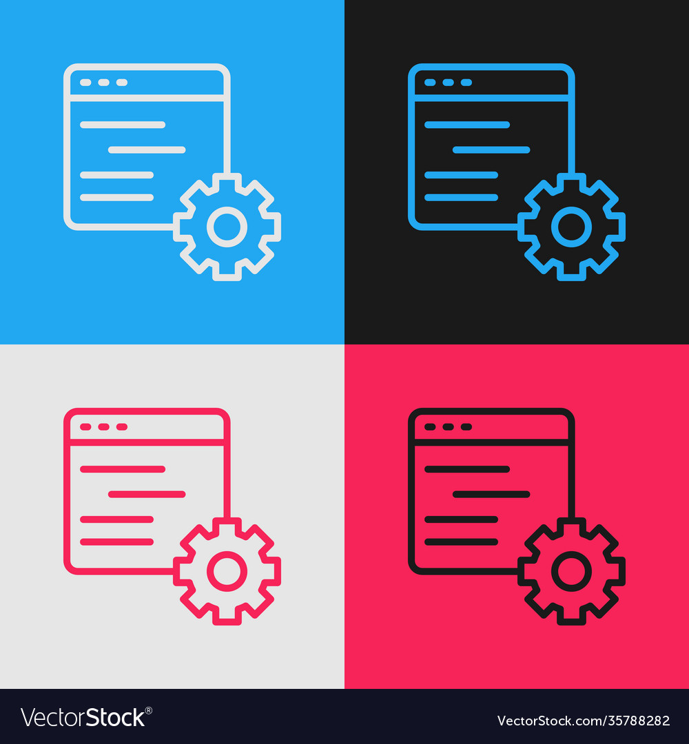 Pop art line computer api interface icon isolated vector image Pop art line computer api interface icon isolated