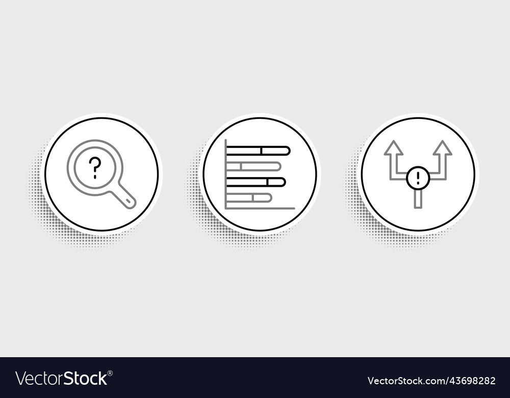 Set line arrow unknown search and pie chart vector image Set line arrow unknown search and pie chart