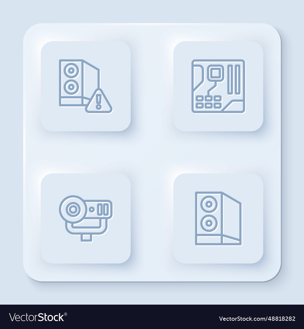 Set line case of computer motherboard digital vector image Set line case of computer motherboard digital
