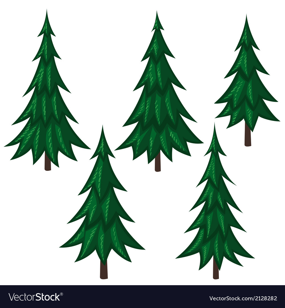 Set of cartoon fir trees Royalty Free Vector Image