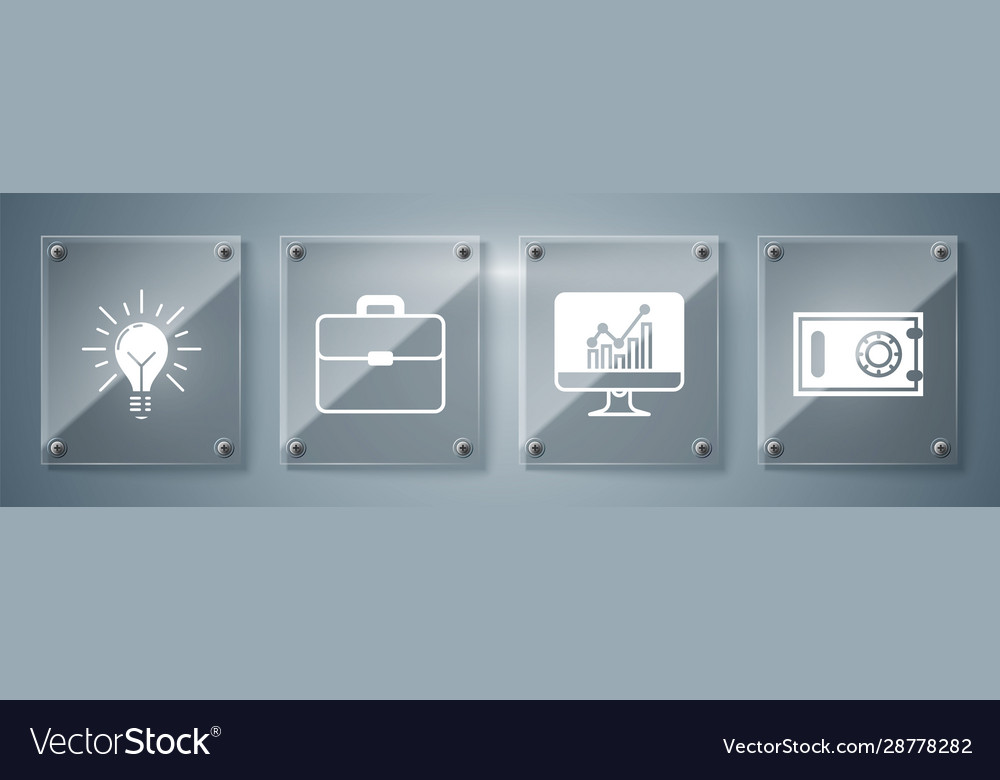 Sicherer Computermonitor mit Diagrammdiagramm einstellen vector image Sicherer Computermonitor mit Diagrammdiagramm einstellen