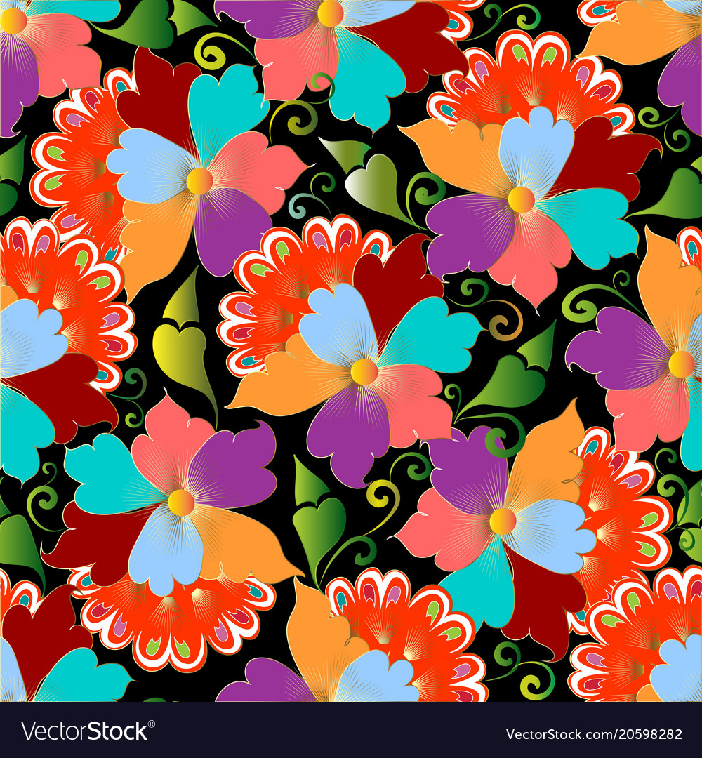 Vintage floral russian style seamless pattern Vector Image