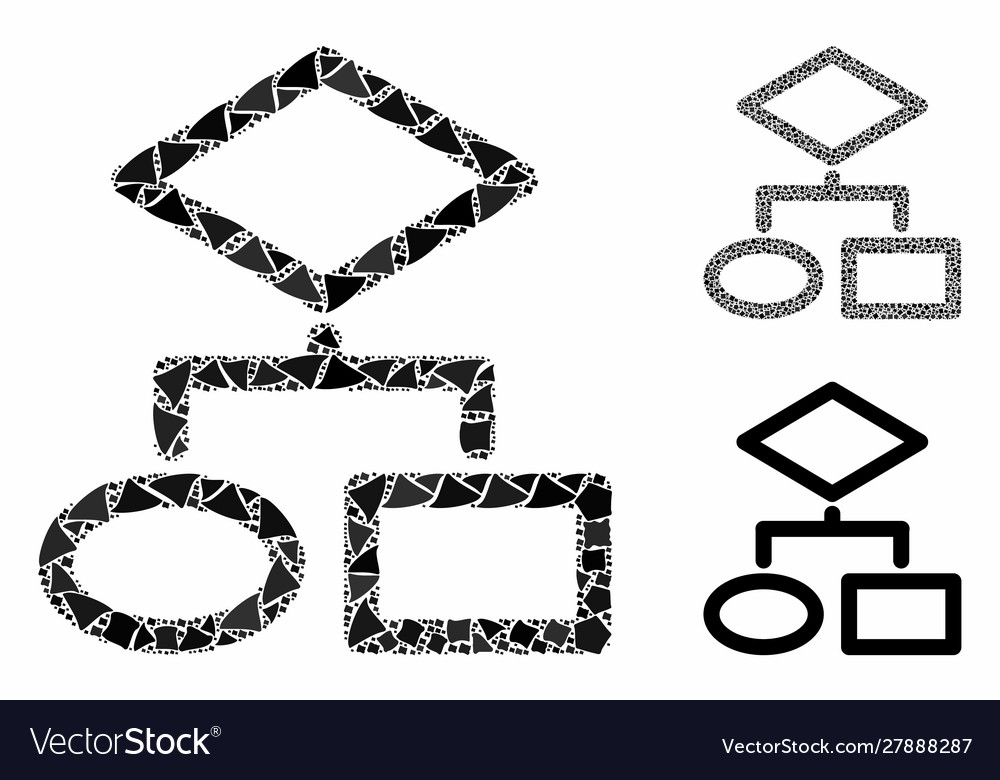 Algorithm mosaic icon raggy items vector image Algorithm mosaic icon raggy items