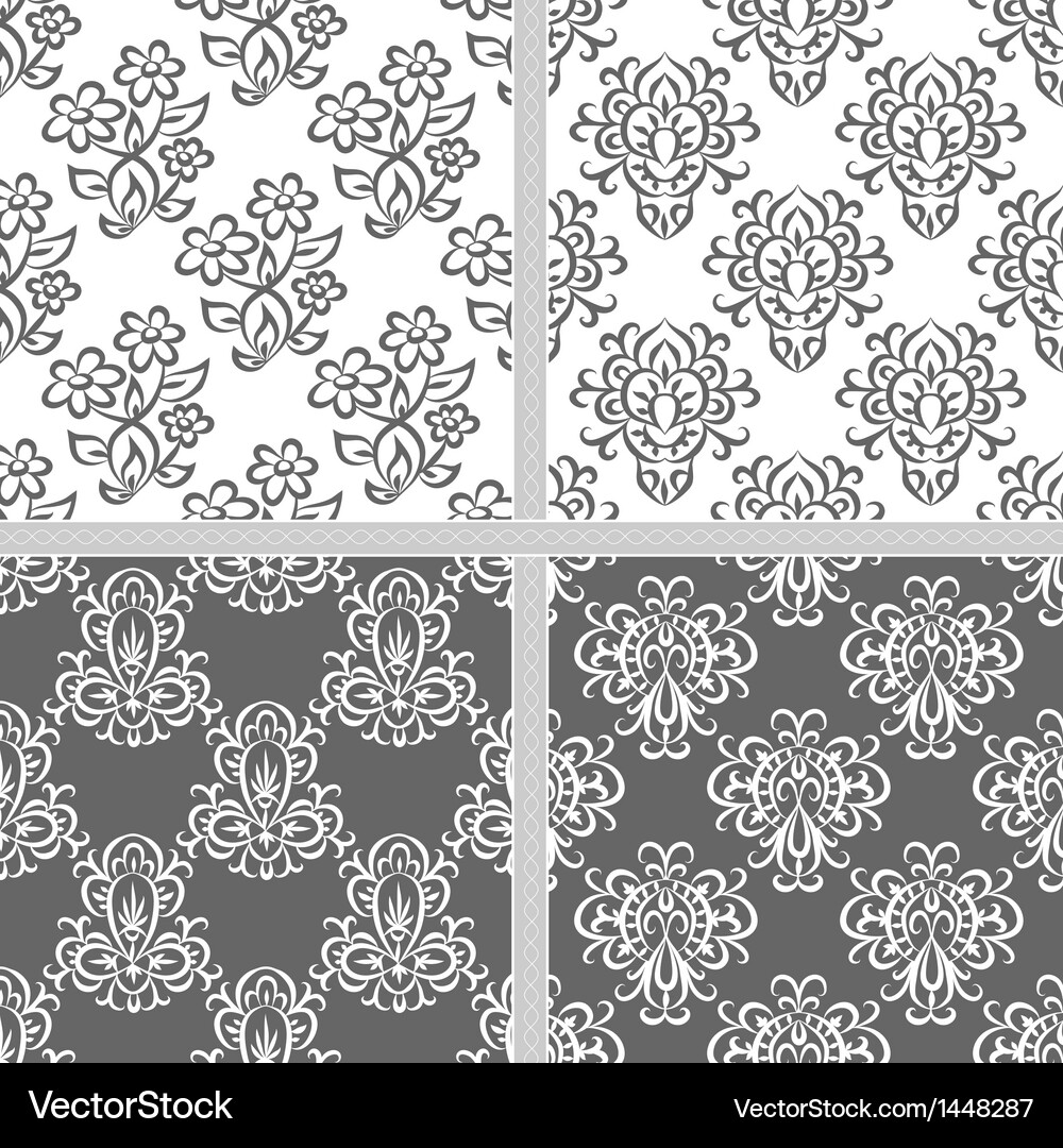 Black and white seamless pattern set Royalty Free Vector