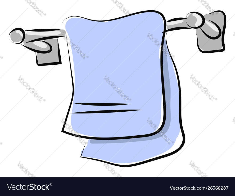 Blue towel in bathroom on white background