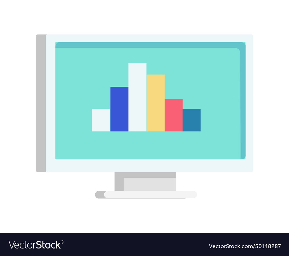 Colorful bar graph on a computer monitor business Vector Image Colorful bar graph on a computer monitor business