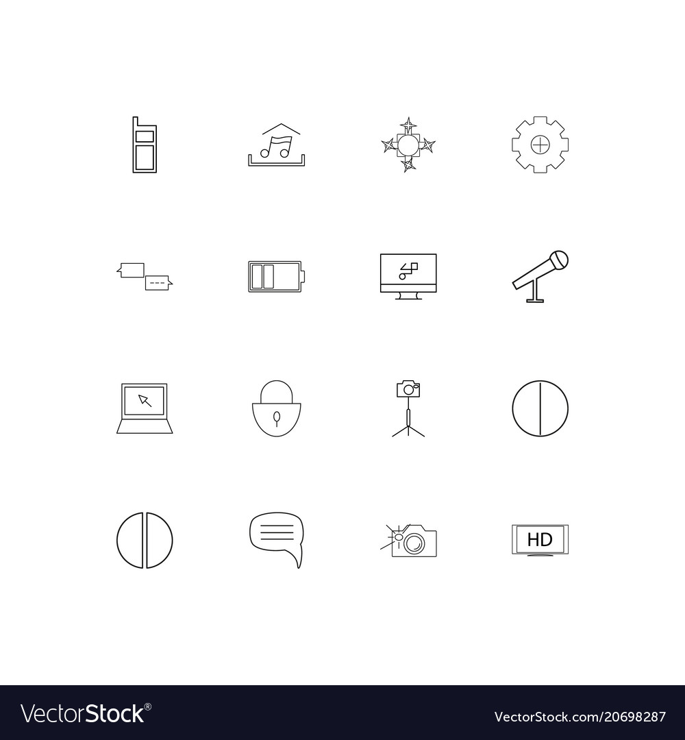 Devices simple linear icons set outlined
