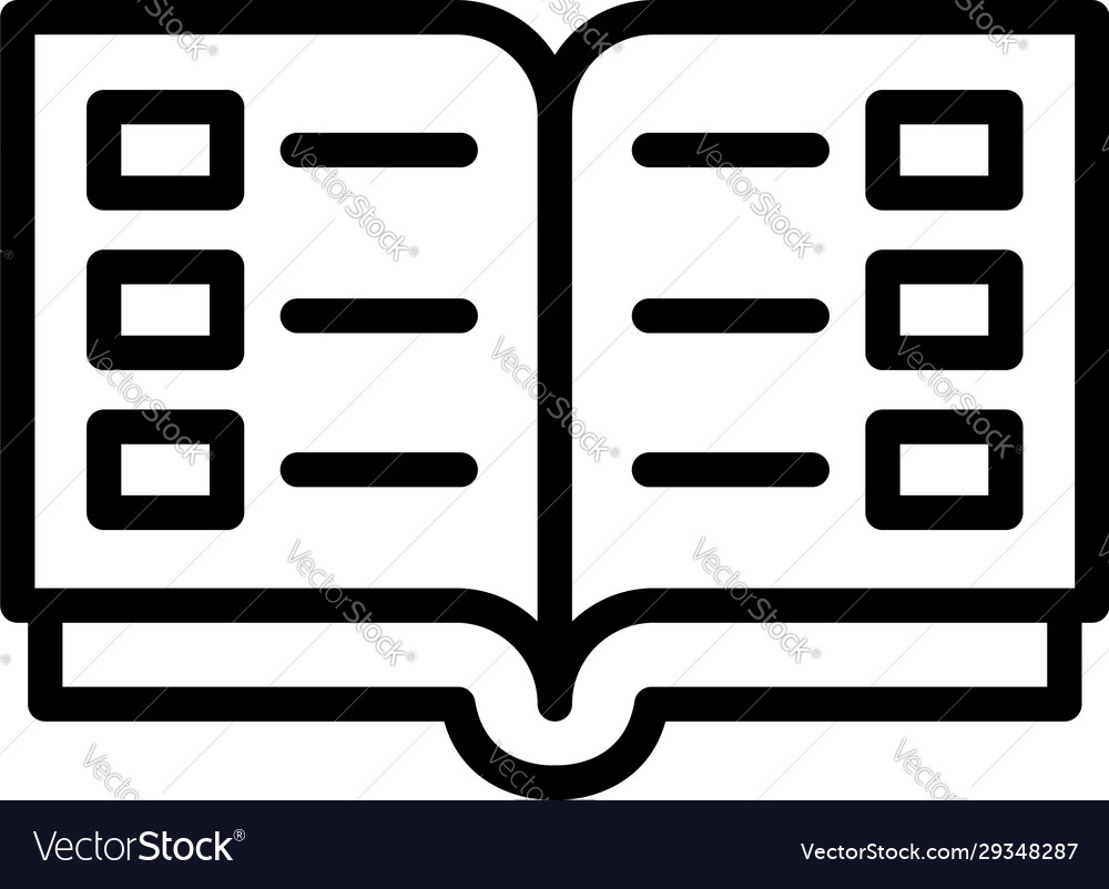 Outline Catalogue Vector Icon. Isolated Black Simple Line Element