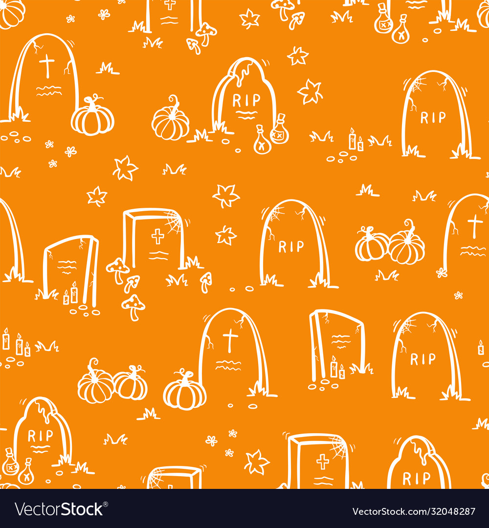 Fun hand drawn halloween seamless pattern