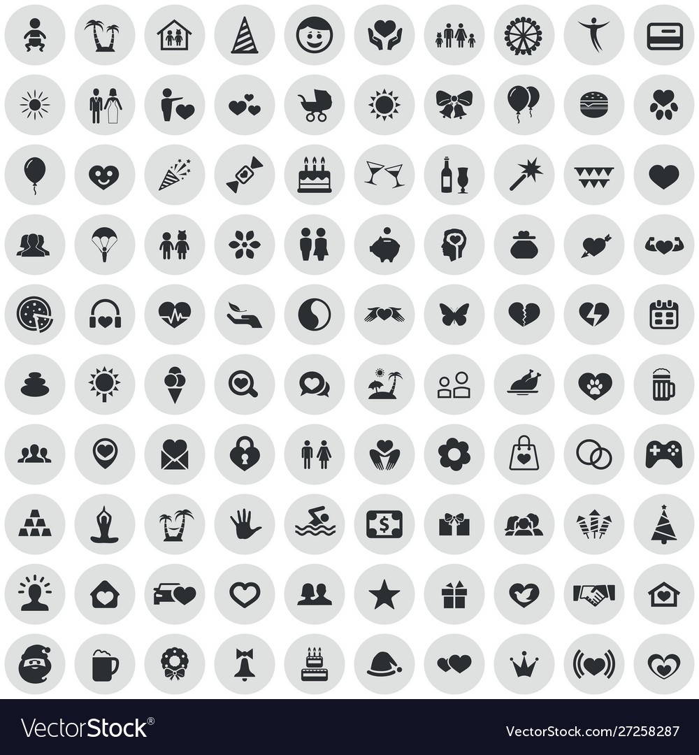 Happiness 100 icons universal set for web and ui
