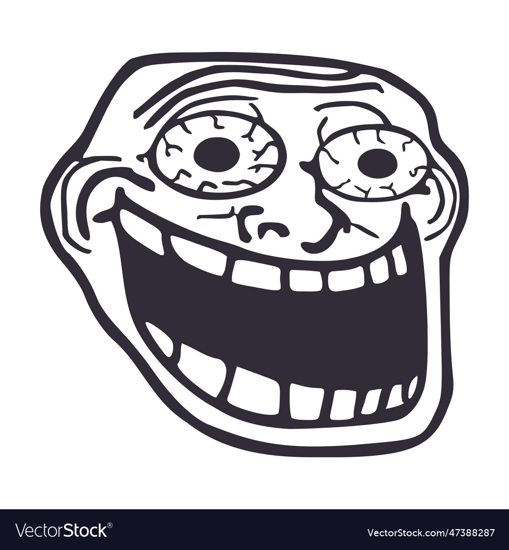 Troll face on white background Royalty Free Vector Image