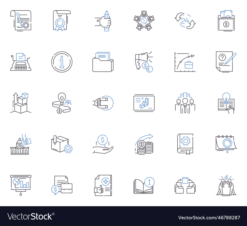 Investment banking line icons collection mergers Vector Image