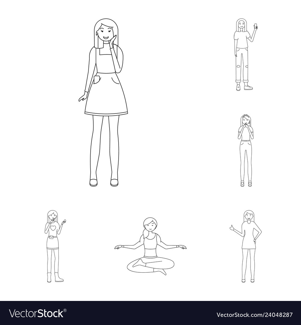 Isolated object of posture and mood symbol set
