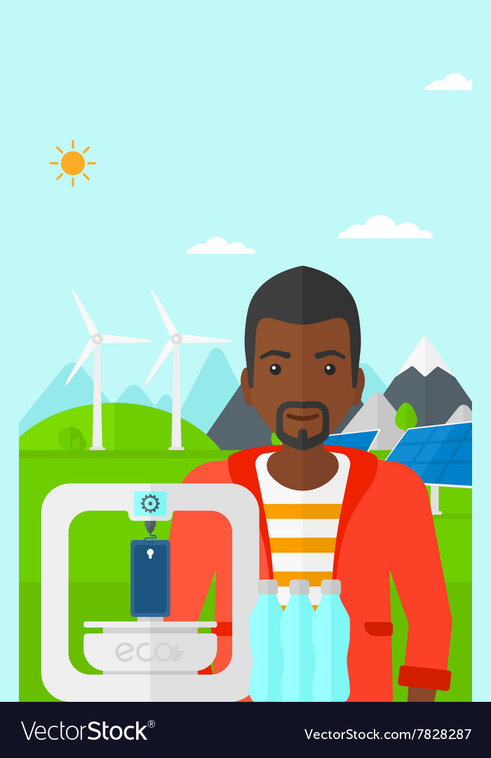 Man with three d printer
