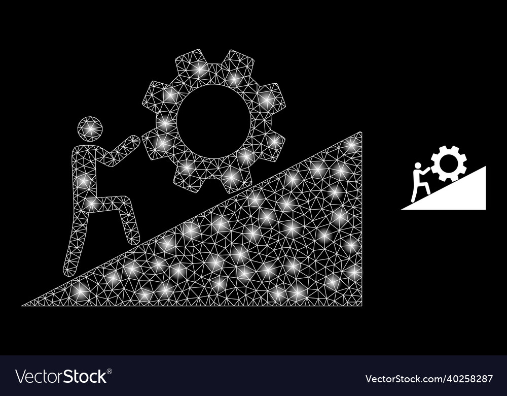 Mesh net man rolling gear up with magic vector image Mesh net man rolling gear up with magic
