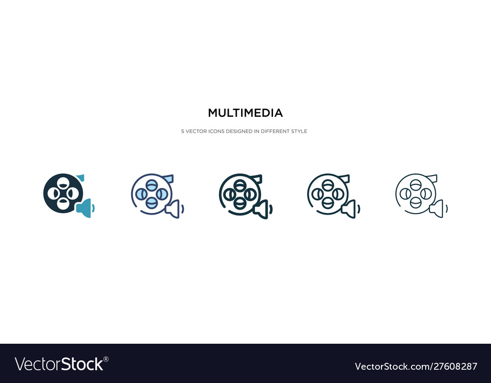 Multimedia icon in different style two colored