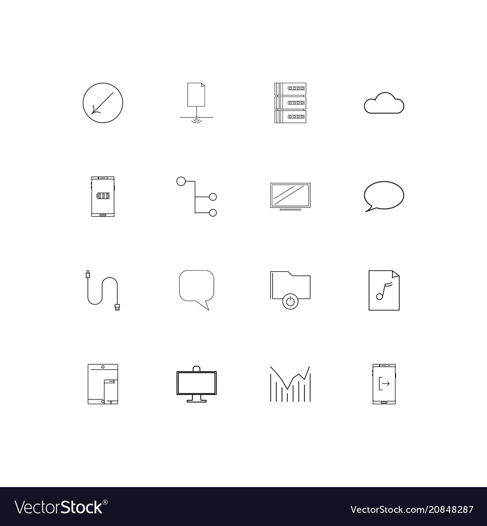 Network and database linear thin icons set