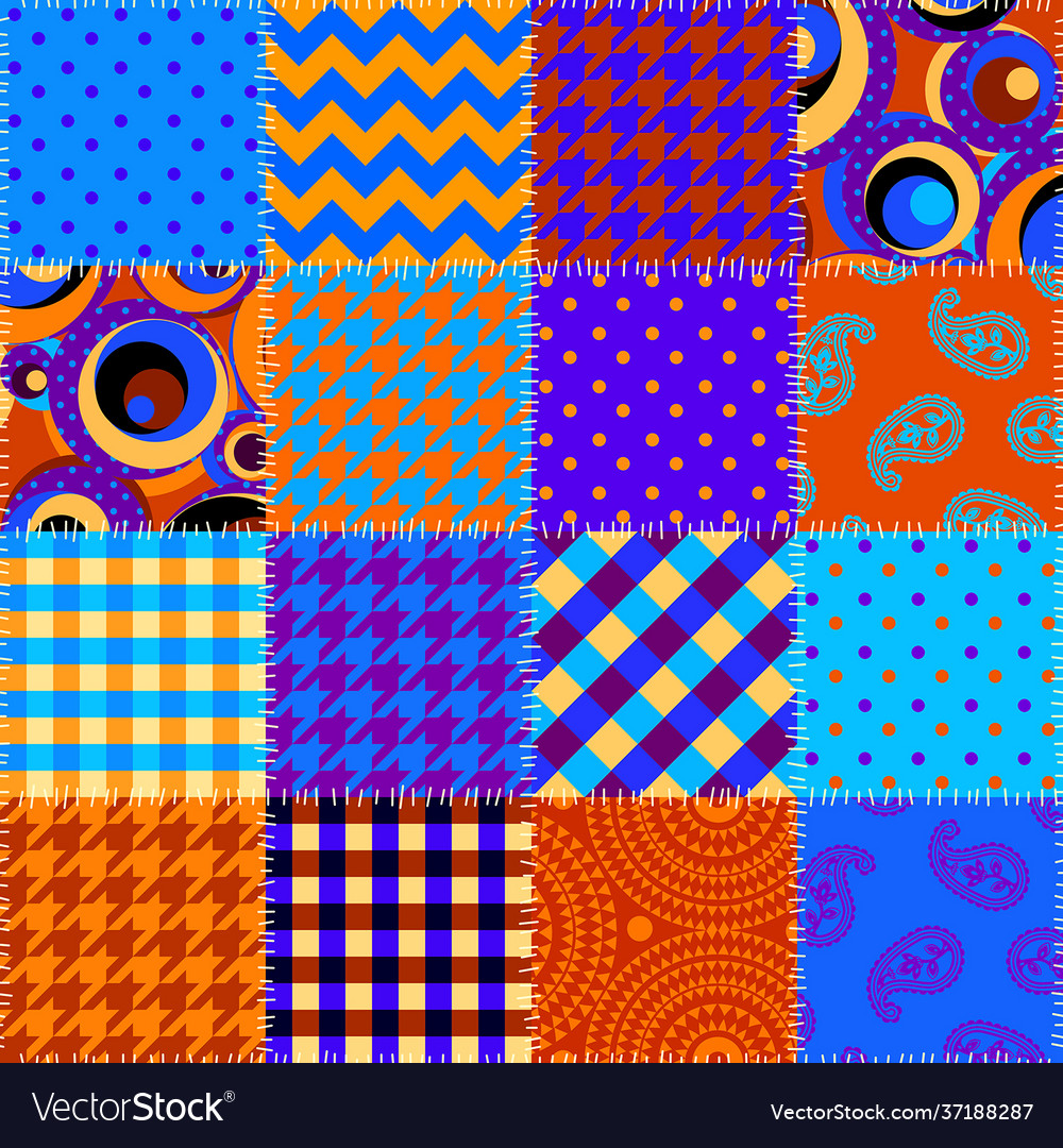 Patchwork textile pattern seamless quilting Vector Image Patchwork textile pattern seamless quilting