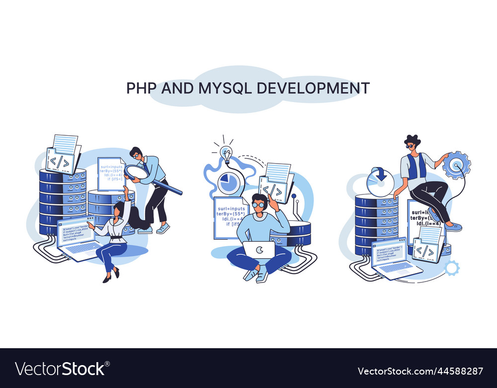 Php und mysql Entwicklungssoftware Webseite vector image Php und mysql Entwicklungssoftware Webseite