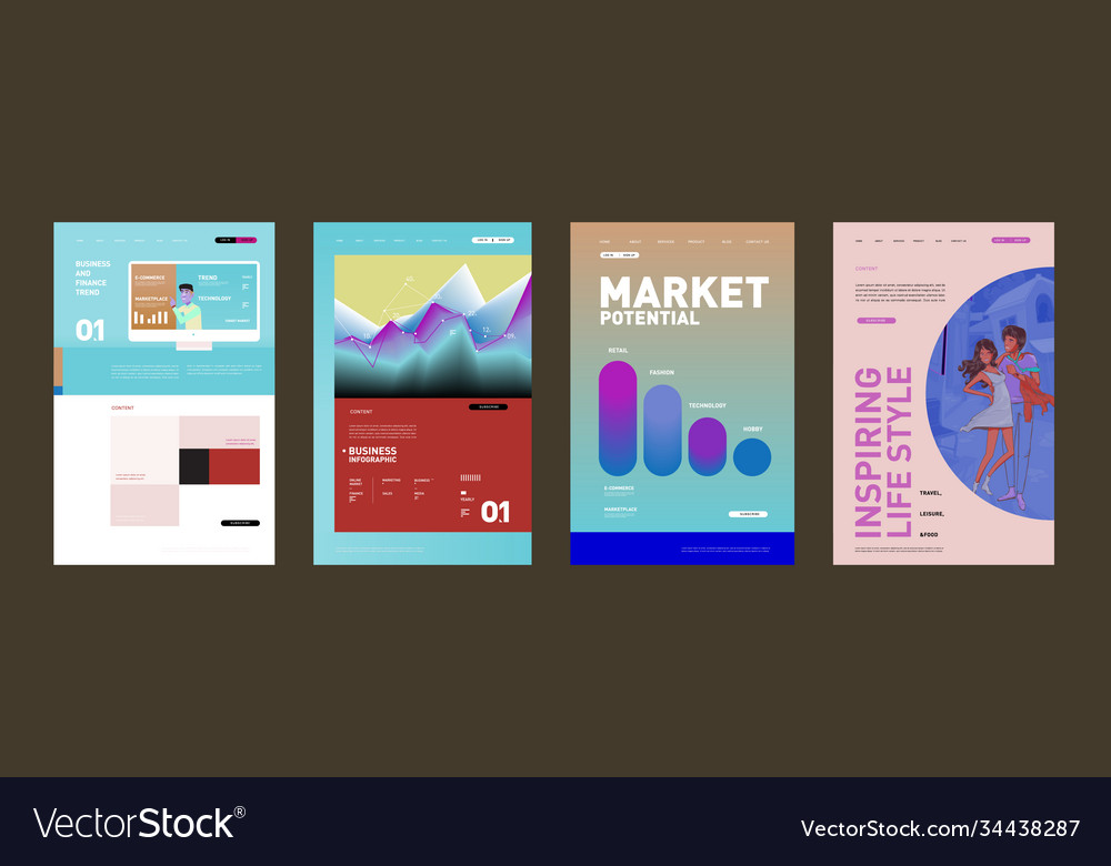 Presentation and website interface layout design Vector Image Presentation and website interface layout design